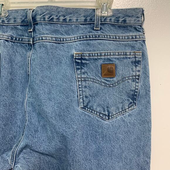 Carhartt Vintage Men's Leather Patch Light Wash Relaxed Fit Jeans 42 x 32 - Picture 4 of 8